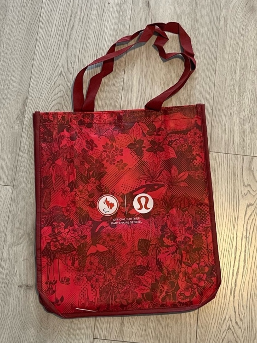 Lululemon Team Canada Olympics Reusable Shopping Bag - Red Large Tote